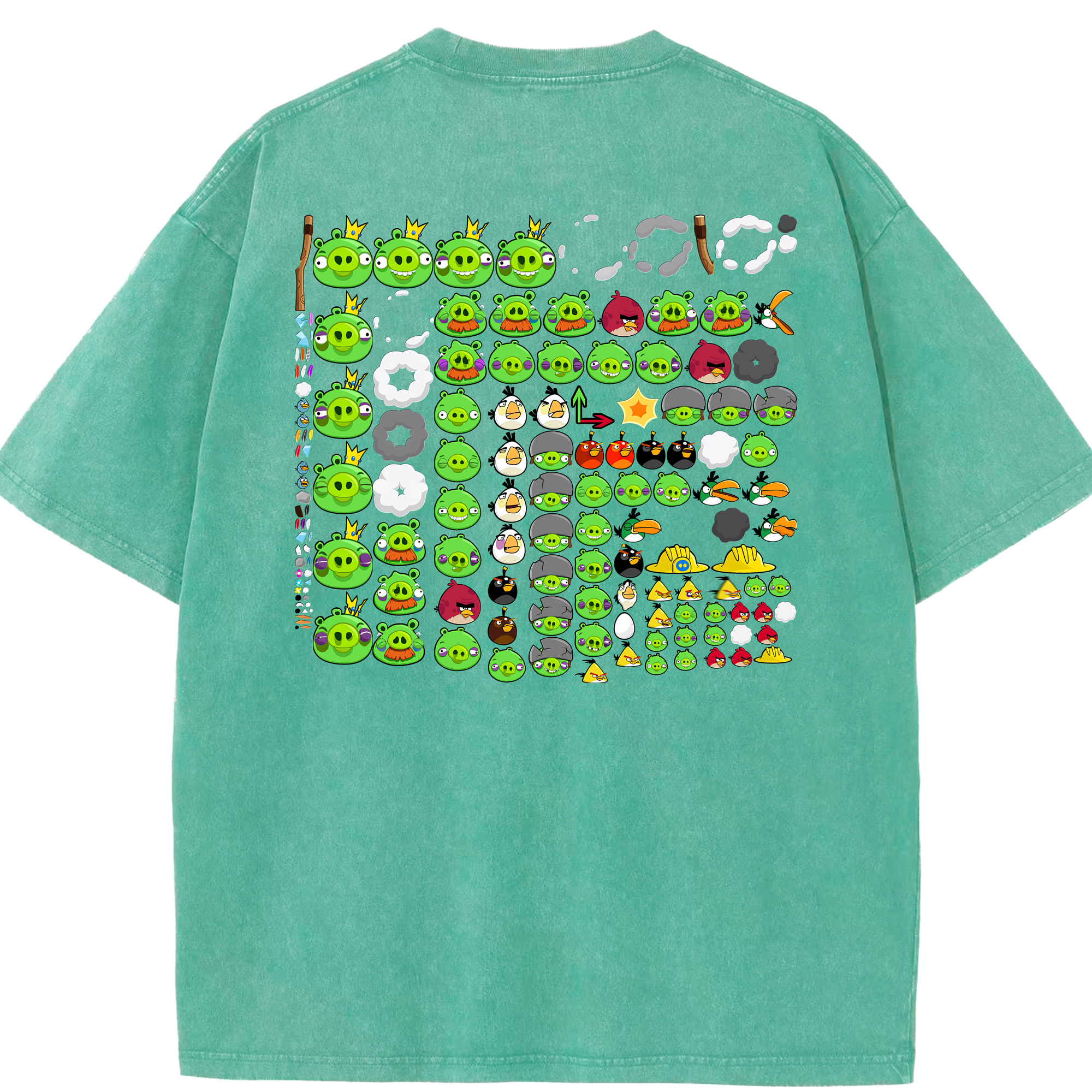 （画像用） Angry Birds アングリーバード 綿100% ヴィンテージ風 半袖Tシャツ（背面プリント）